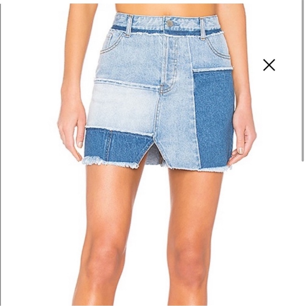 Kendall & Kylie Light Blue Patchwork Denim Skirt Size Medium
